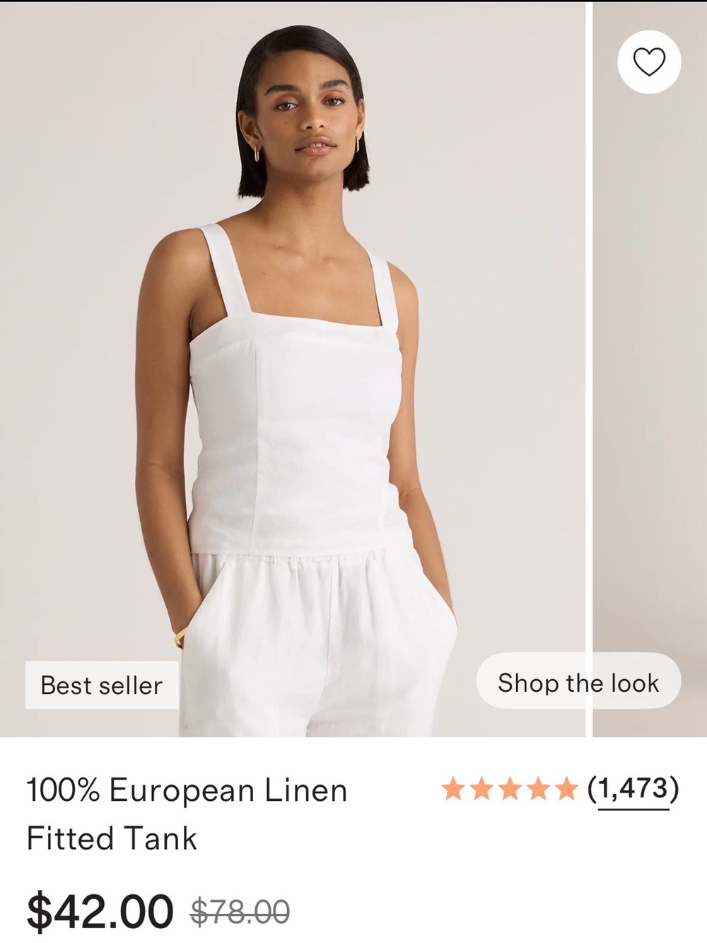 Quince White Linen Square-Neck Tank